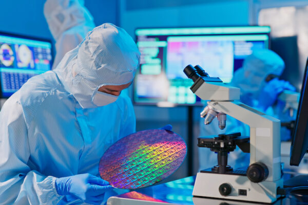 technician with wafer
