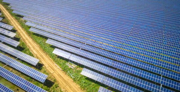 Aerial view of solar power station