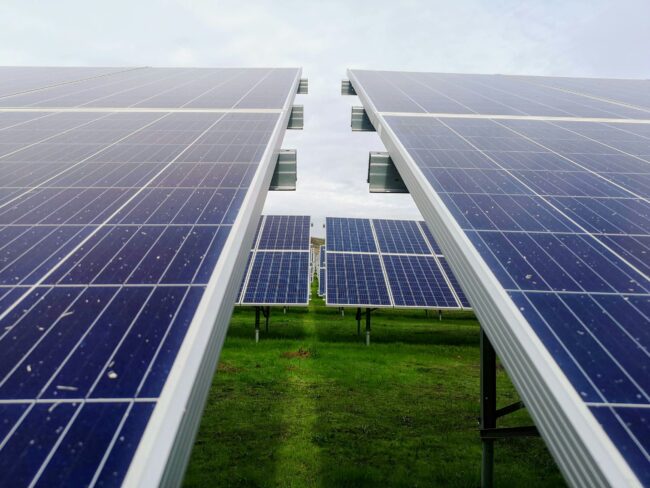 shot of solar panels in field