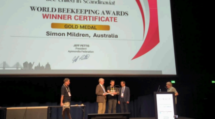 Image for Australian hive harvesting innovator wins gold at World Beekeeping Awards
